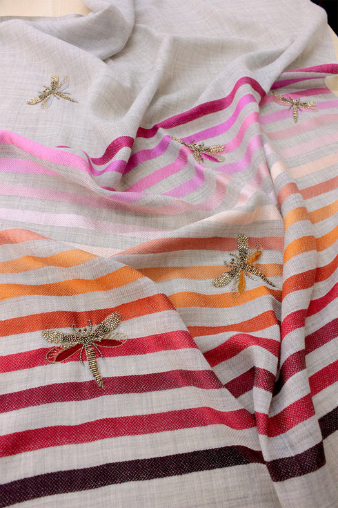 Golden Wings Fine Wool Silk Stripe